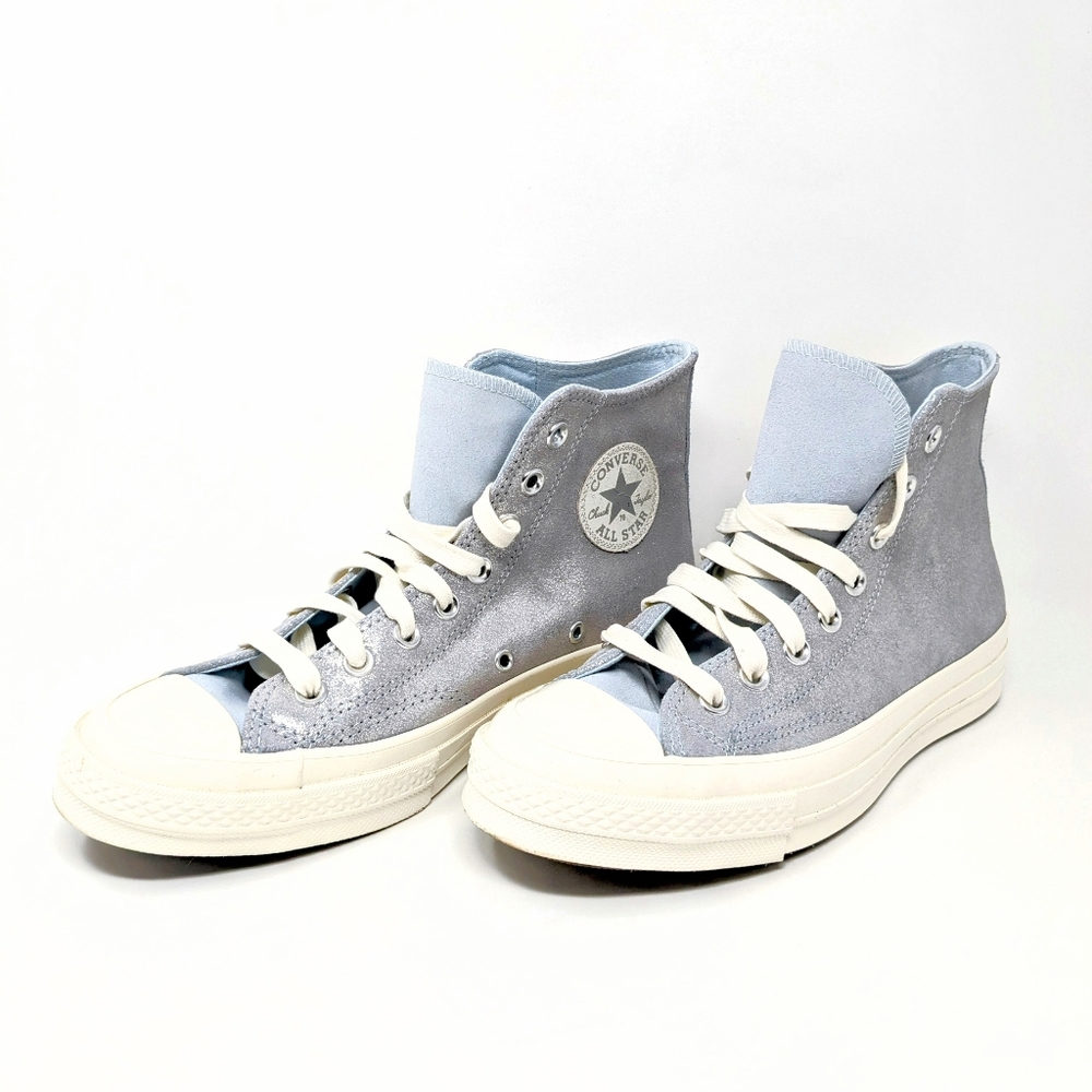 Converse Chuck 70 High-Top Light Blue Silver Glitter Sneakers With Box
